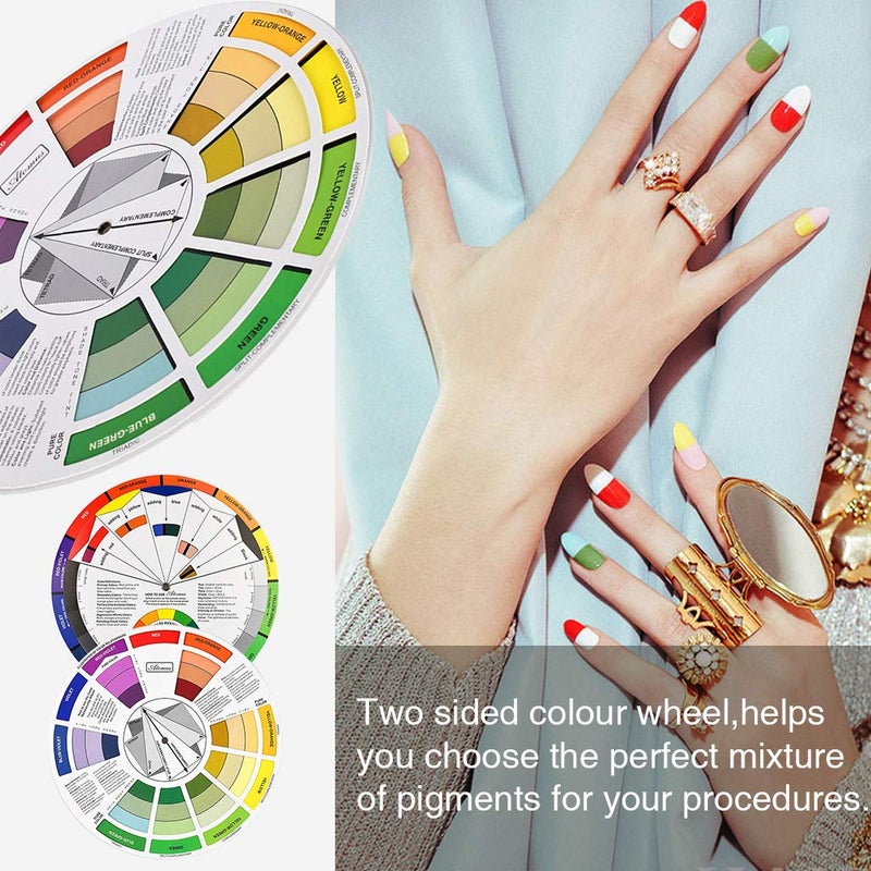 JimKing Creative Color Wheel, Paint Mixing Learning Guide, Art Class Teaching Tool for Makeup Painting Tattoo,Blending Board Chart Color Mixed Guide Hardboard(9.25inch) - Image 4